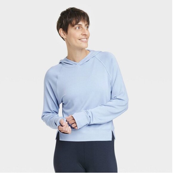 all in motion Tops - All In Motion Modal Hooded Sweatshirt in Light Blue Size XL